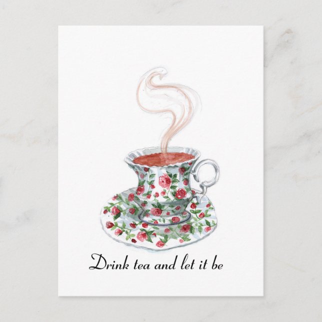 Postal Beba té y deja que sea una cita del eslogan, vinta (Anverso)