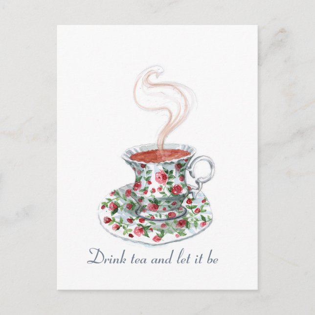 Postal Beba té y deja que sea una cita del eslogan, vinta (Anverso)