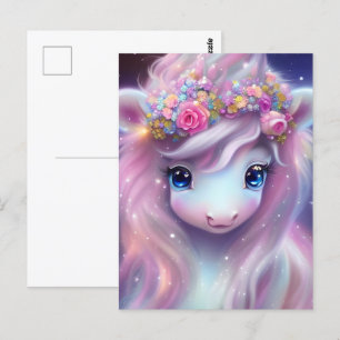 Postal Bebé Adorable Fantasy Unicorn