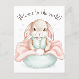Postal Bebé Adorable Ilustracion Animal Recién Nacido Sal