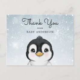 Postal Bebé Adorable Penguin Winter Gracias Postcard