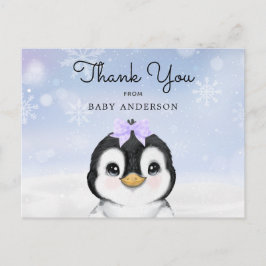 Postal Bebé Adorable Penguin Winter Gracias Postcard