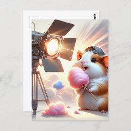 Postal Bebé, animal lindo con caramelos de algodón, Postt