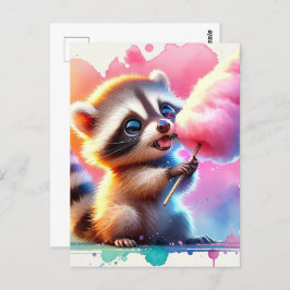 Postal Bebé, animal lindo con caramelos de algodón, Postt