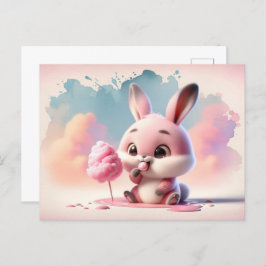 Postal Bebé, animal lindo con caramelos de algodón, Postt