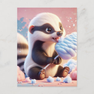 Postal Bebé, animal lindo con caramelos de algodón, Postt