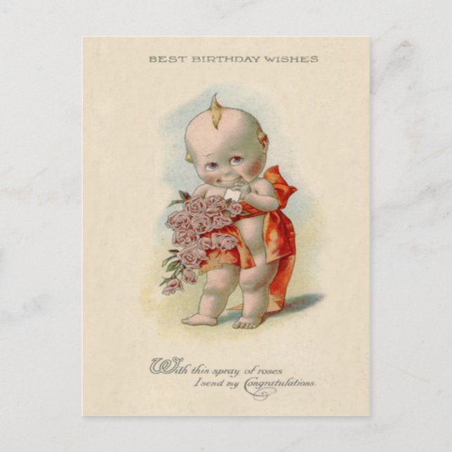 Postal Bebé Bouquet de Rosas (Anverso)
