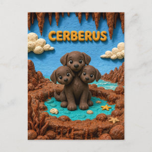 Postal Bebé Cerbero Adorable, Mitológico