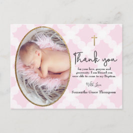 Postal Bebé Chica Rosa Baptismo Gracias