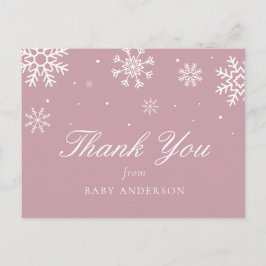 Postal Bebé con copo de nieve hace frío afuera gracias