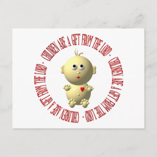 Postal Bebé con "Los niños son un regalo del Señor"