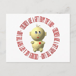 Postal Bebé con "Los niños son un regalo del Señor"