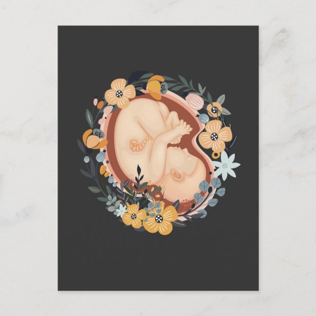 Postal Bebé de flores Madres embarazadas Parteras (Anverso)