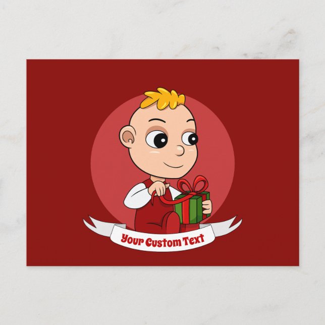 Postal Bebé de Navidad lindo con caricatura de pelo rubio (Anverso)