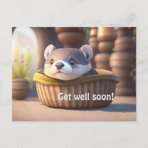 Postal Bebé de nutria en una cesta - personalizable