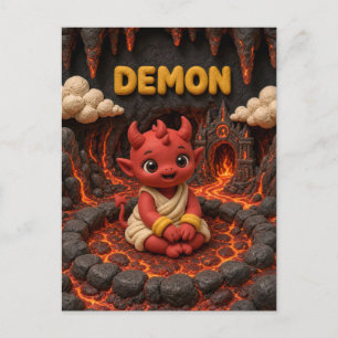 Postal Bebé Demonio Adorable, Mitológico