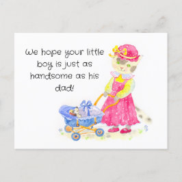 Postal Bebé ducha acuarela