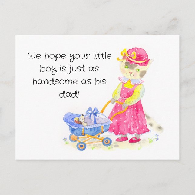 Postal Bebé ducha acuarela (Anverso)