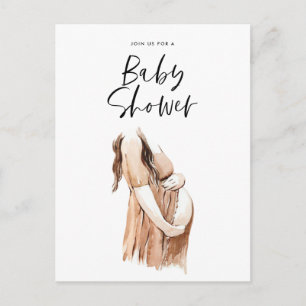 Postal Bebé ducha acuarela ilustracion sencillo guión