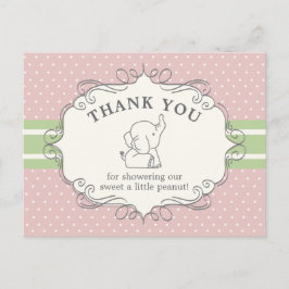 Postal Bebé Elefante Adorable | Agradecimiento por Baby S