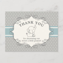 Postal Bebé Elefante Adorable | Agradecimiento por Baby S
