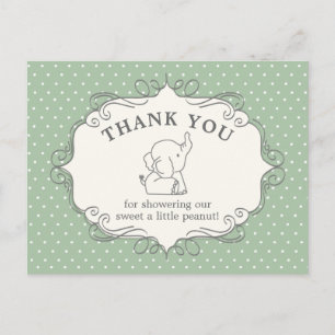 Postal Bebé Elefante Adorable   Agradecimiento por Baby S