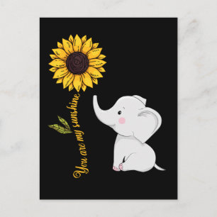 Postal Bebé Elefante Lindo Girasol Luz del Sol