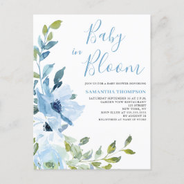 Postal Bebé En Bloom Blue Floral Baby Shower