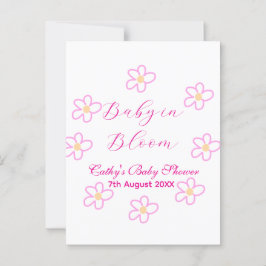 Postal Bebé en flor rosa ducha bebé simple elegancia
