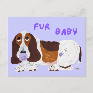Postal Bebé Fur Basset Hound Cachorro 