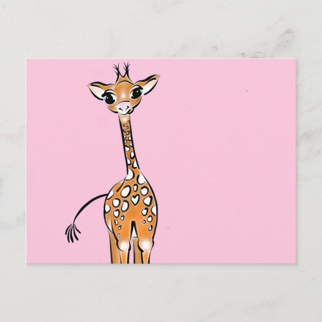 Postal Bebé Giraffe - rosa (Anverso)
