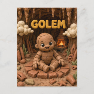 Postal Bebé Golem Adorable, Mítico