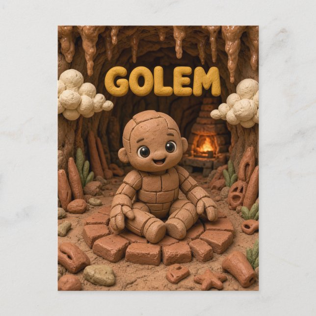 Postal Bebé Golem Adorable, Mítico (Anverso)