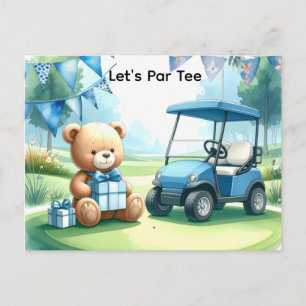 Postal Bebé Golfista Niño Azul Tema Baby Shower