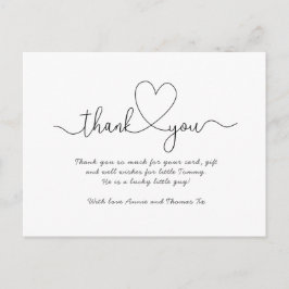 Postal Bebé gracias tarjetas, letra de guión gracias