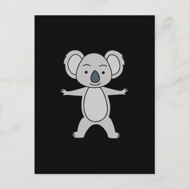 Postal Bebé Koala Lindo Con Una Sonrisa De Pie (Anverso)