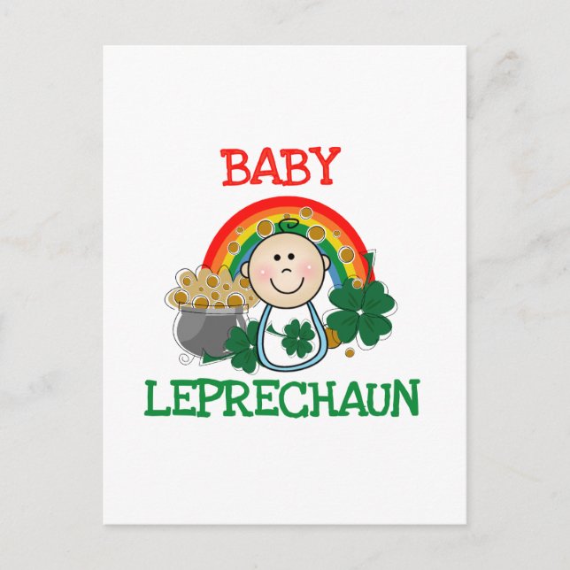 Postal Bebé Leprechaun camisetas y regalos (Anverso)