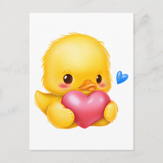 Postal Bebé lindo con un corazón de San Valentín rosado (Anverso)