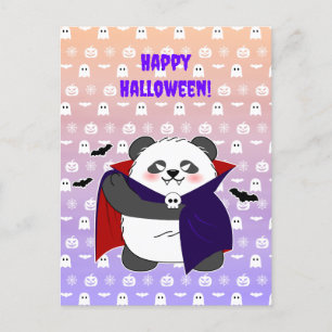 Postal Bebé lindo de Halloween Vampiro Panda Dracula