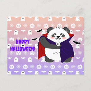 Postal Bebé lindo de Halloween Vampiro Panda Dracula