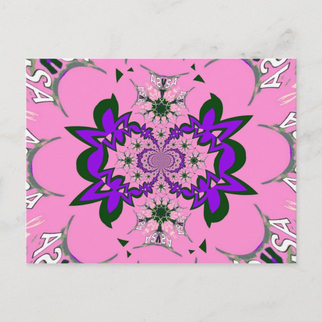 Postal Bebé lindo Floral Rosa Morada Sombra Motif Art (Anverso)