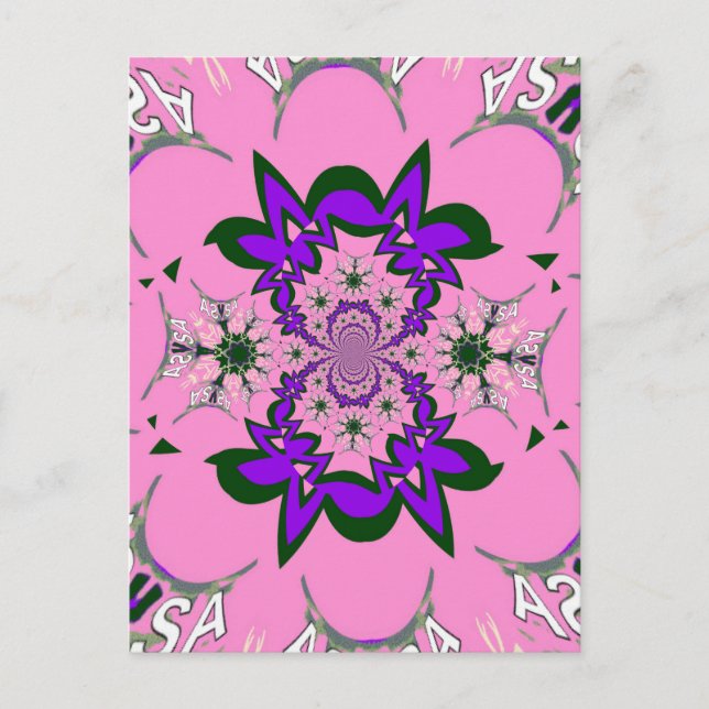 Postal Bebé lindo Floral Rosa Morada Sombra Motif Art (Anverso)