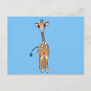 Postal Bebé lindo Giraffe, animales de safari