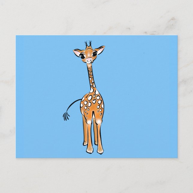 Postal Bebé lindo Giraffe, animales de safari (Anverso)