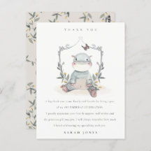 Bebé lindo Hippo Foliage Cualquier Edad Cumpleaños