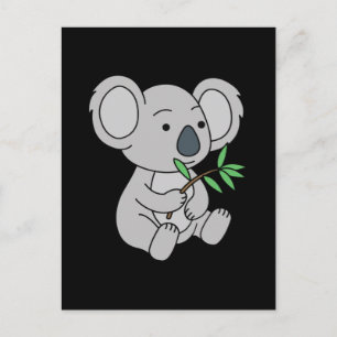 Postal Bebé lindo Koala con hojas de eucalipto