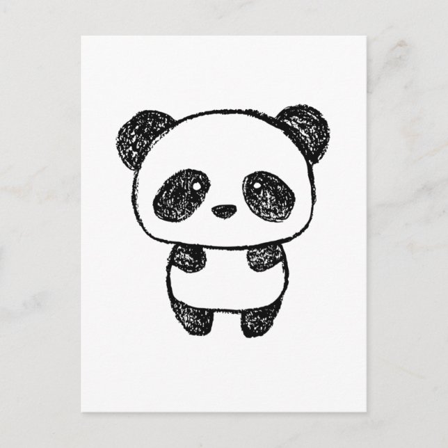 Postal Bebé lindo panda desenvainado en carbón vegetal #3 (Anverso)
