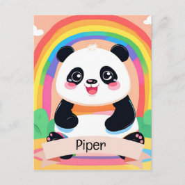 Postal Bebé lindo Panda Rainbow