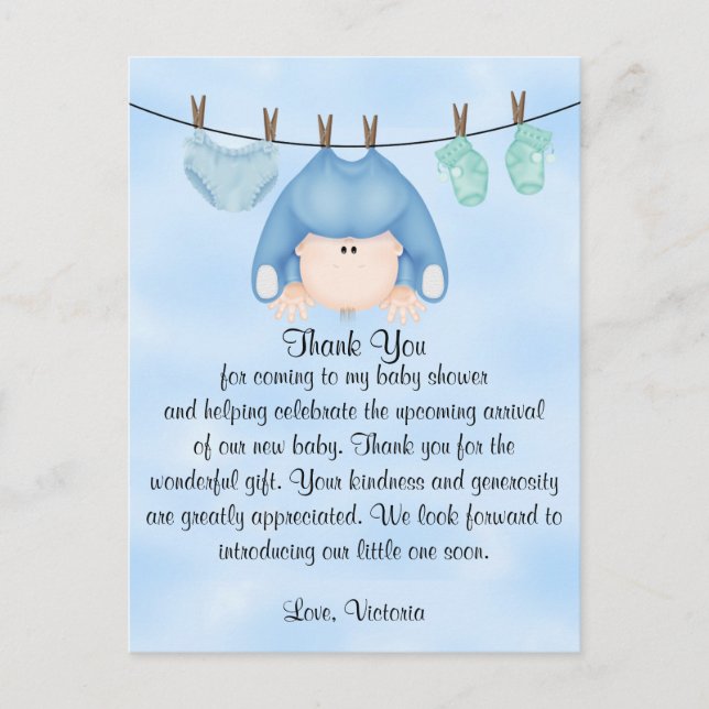 Postal Bebé Lluvia de Bendiciones Agradecimiento Niño (Anverso)