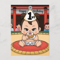 bebé luchador de sumo en su 1er cumpleaños
